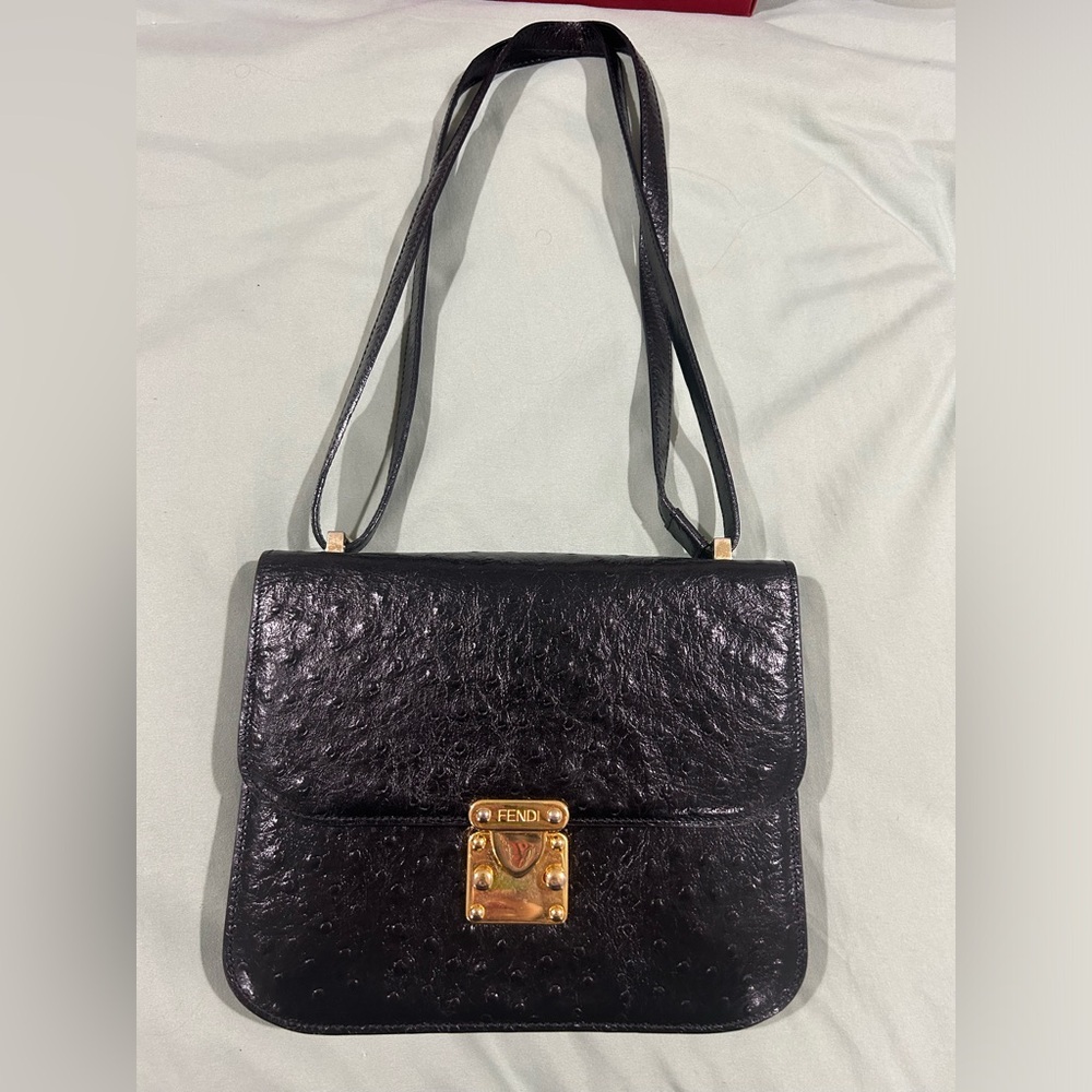 Fendi ostrich leather bag